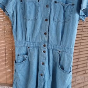 denim design overall dress with shorts